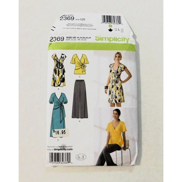 Simplicity 2369 Dress Tunic Pants Sizes Misses 16 - 24 Sewing Pattern Uncut - Picture 1 of 4